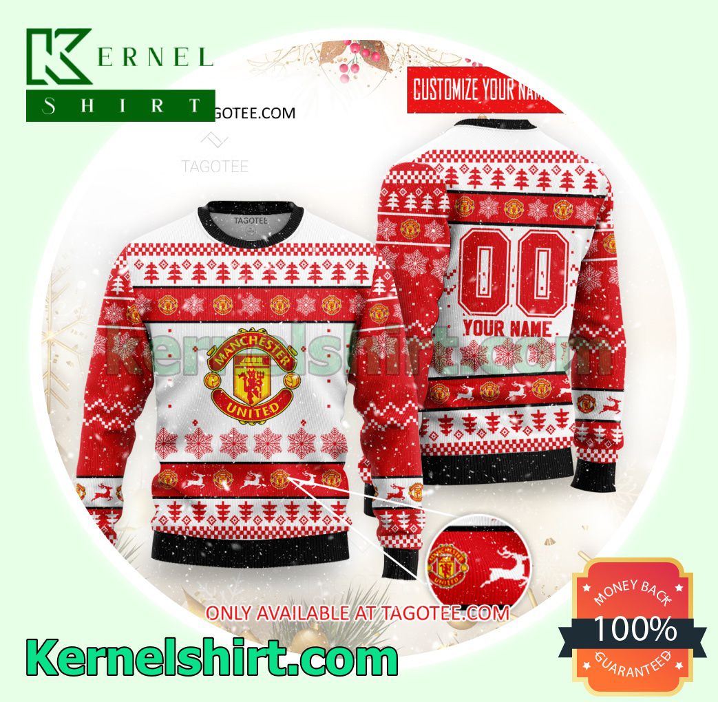 Mordrin leerling bedrag Manchester United Logo Xmas Knit Sweaters - Shop trending fashion in USA  and EU