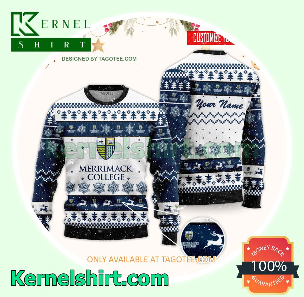 Merrimack College Logo Xmas Knit Jumper Sweaters