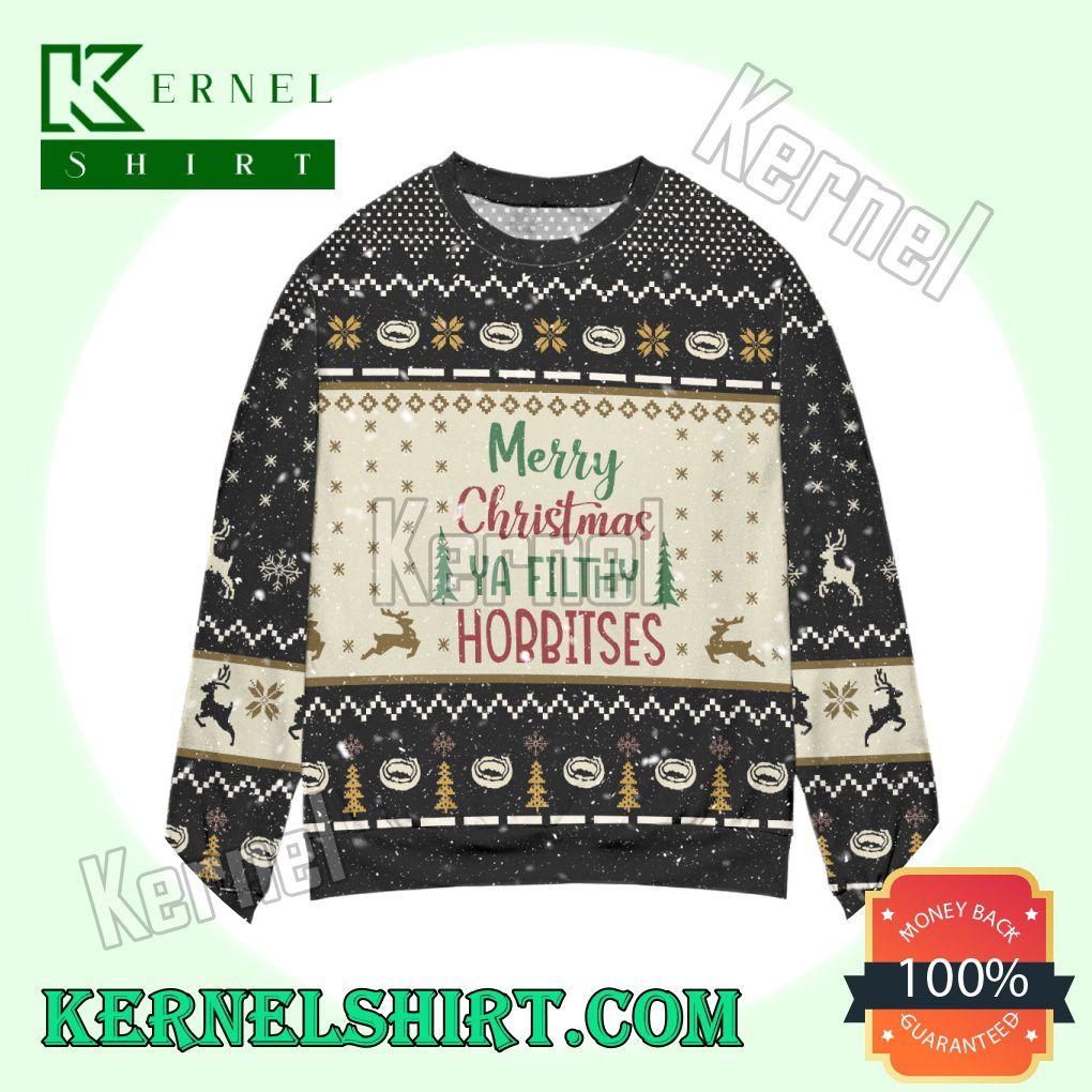 Merry You Filthy Hobbitses Knitted Christmas Sweatshirts