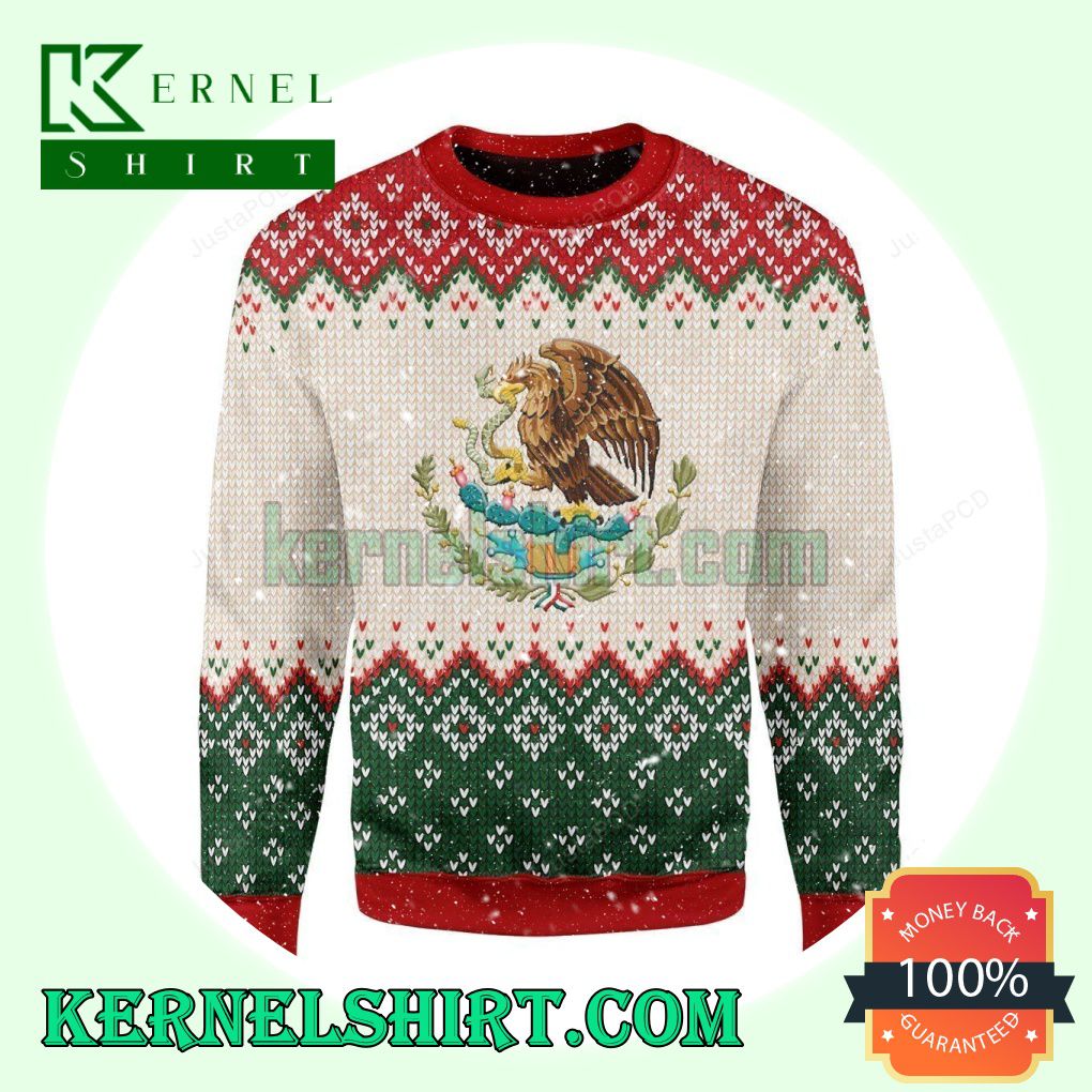 Mexico Coat Of Arms Knitting Christmas Sweatshirts