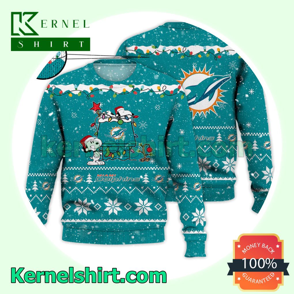 Miami Dolphins Snoopy Dog House Xmas NFL Knitted Sweater