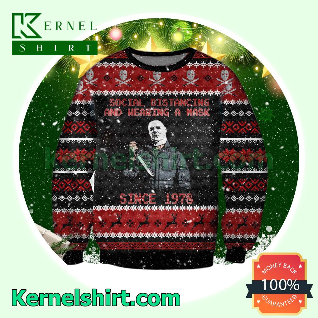 Michael Myers Social Distancing And Wearing A Mask Since 1978 Xmas Knitted Sweaters