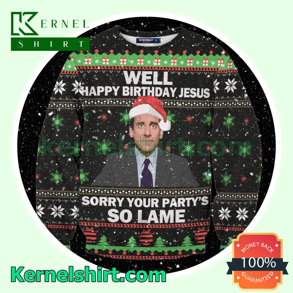 Michael Scott The Office Sorry Your Party's So Lame Xmas Knitted Sweaters