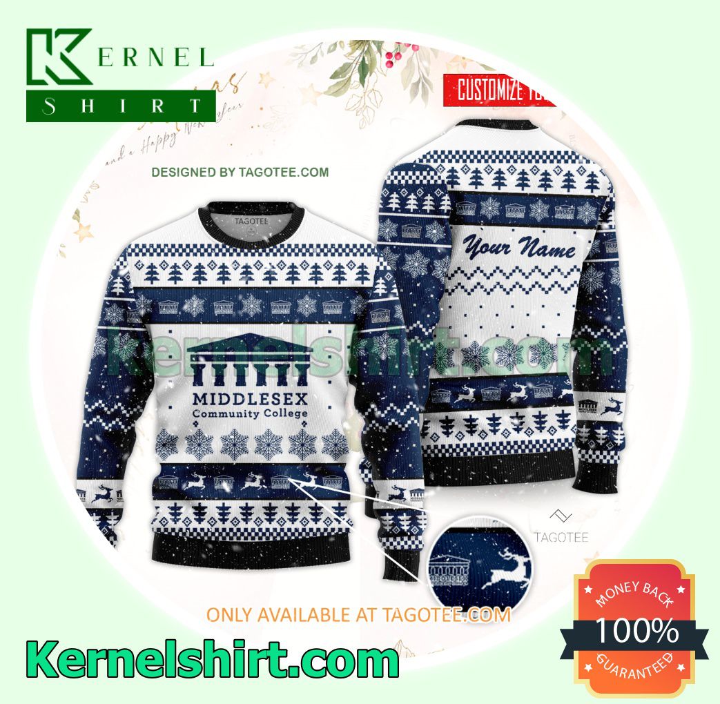 Middlesex Community College Logo Xmas Knit Jumper Sweaters