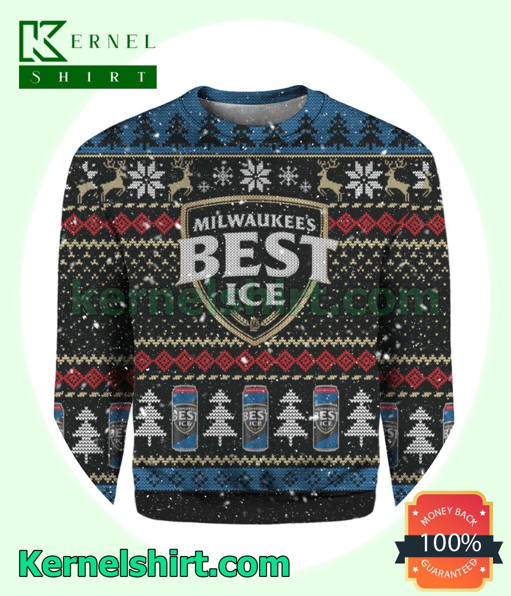 Milwaukee's Best Ice Beer Black Knitted Christmas Sweatshirts