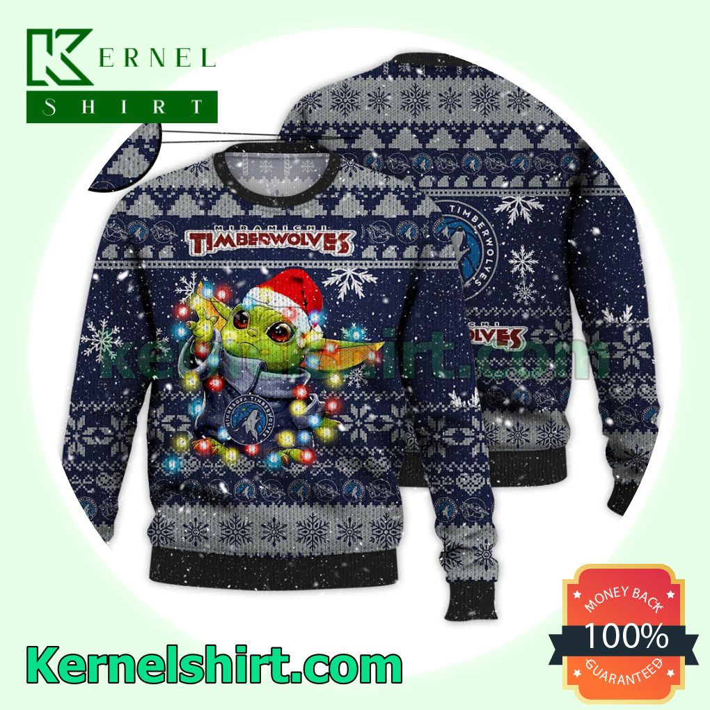 Minnesota Timberwolves Grogu NBA Xmas Knitted Sweater