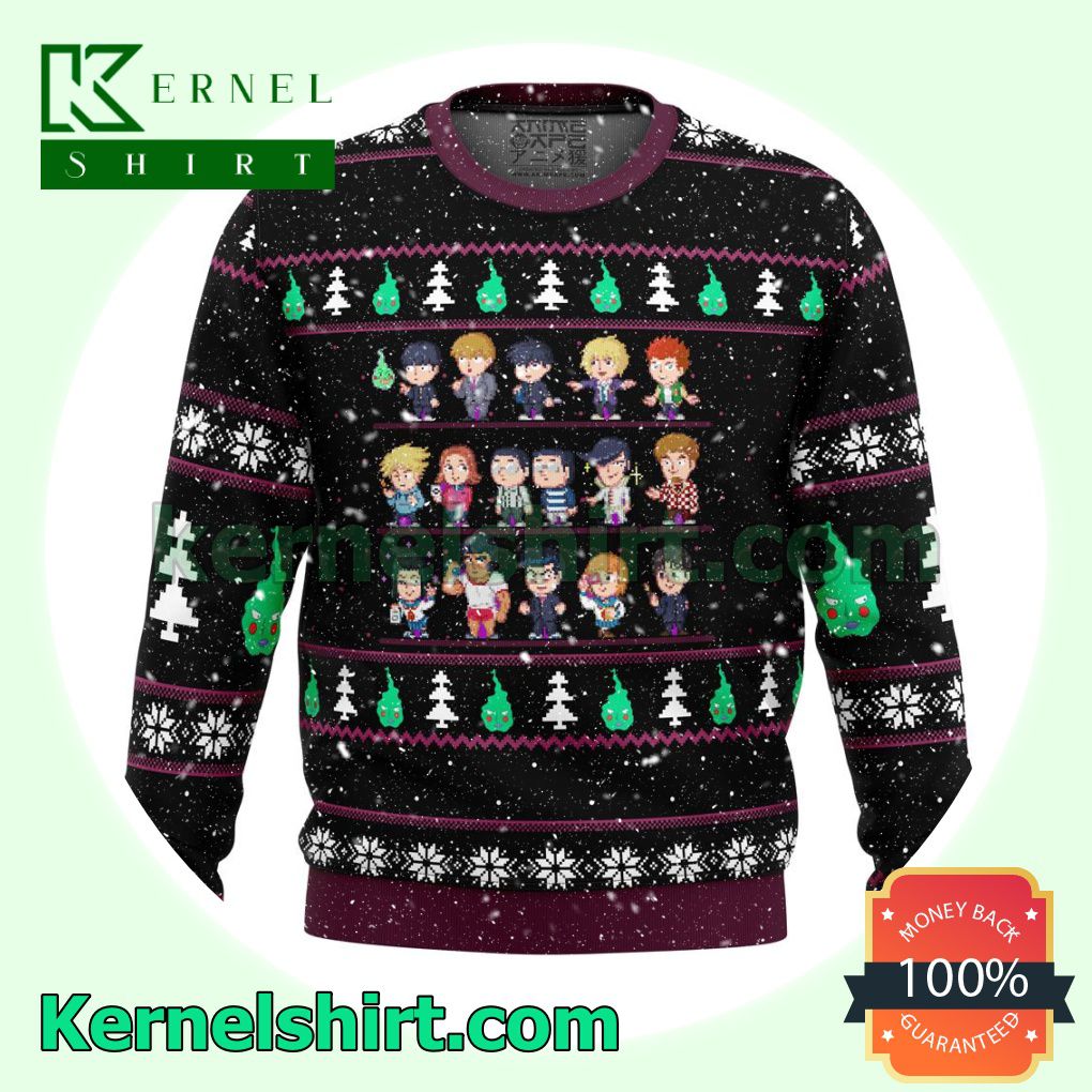 Mob Psycho 100 Chibi Sprites Premium Manga Anime Knitted Christmas Jumper