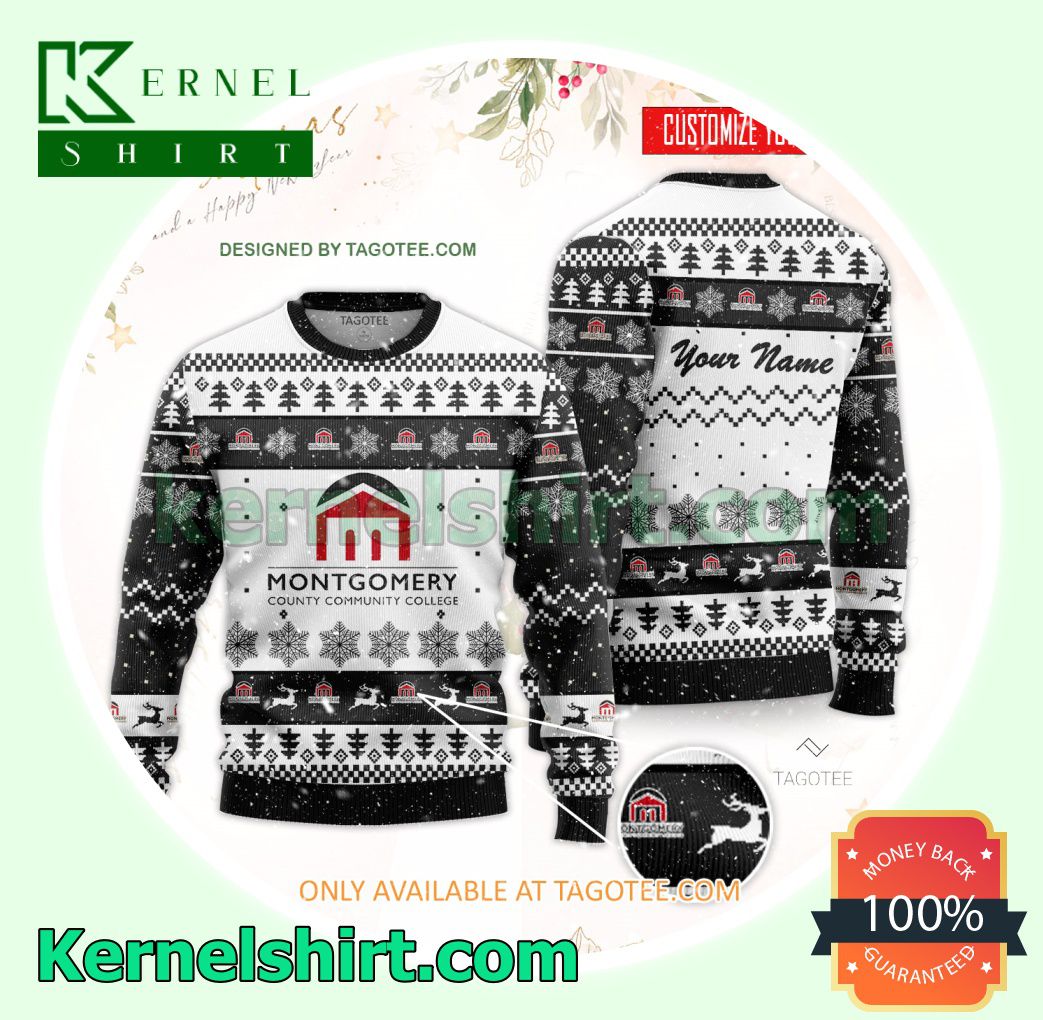 Montgomery County Community College Logo Xmas Knit Jumper Sweaters