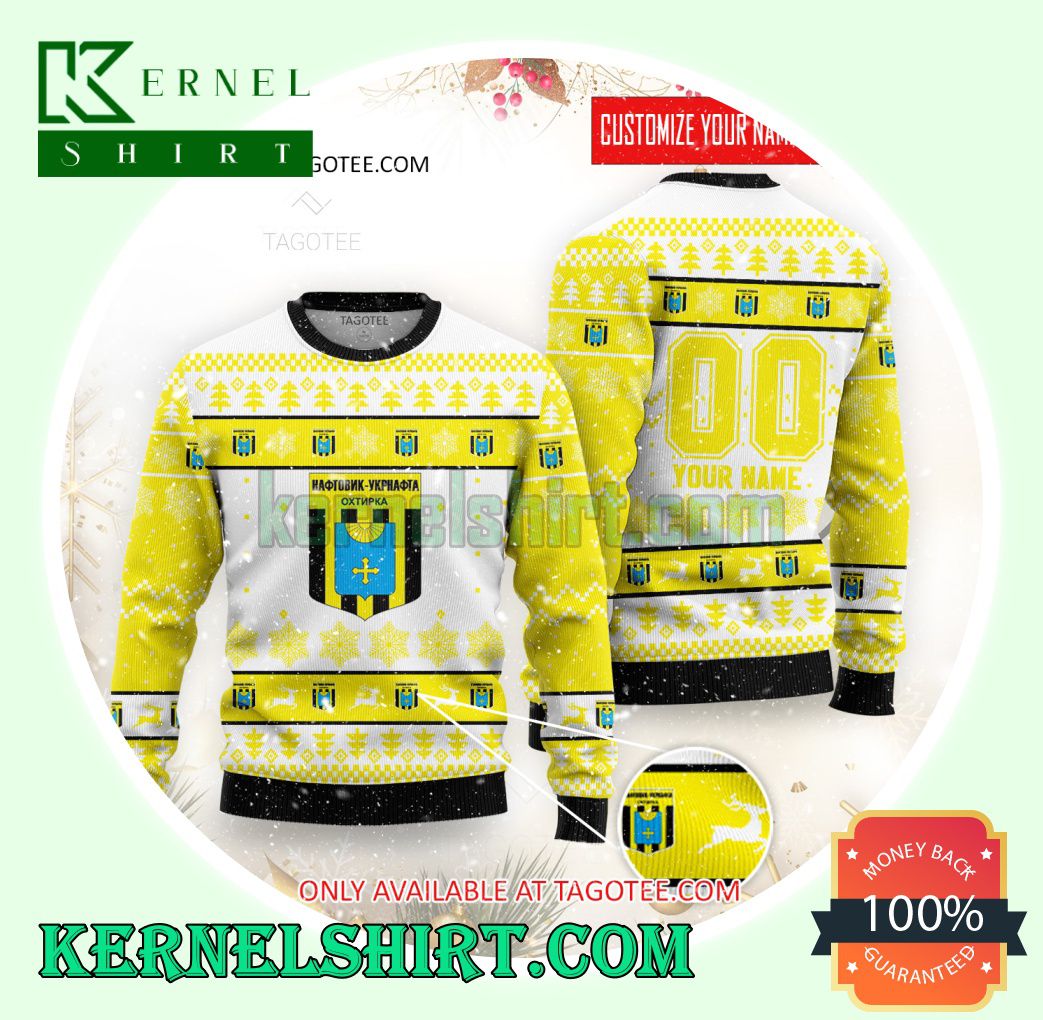 Naftovyk Okhtyrka Logo Xmas Knit Sweaters