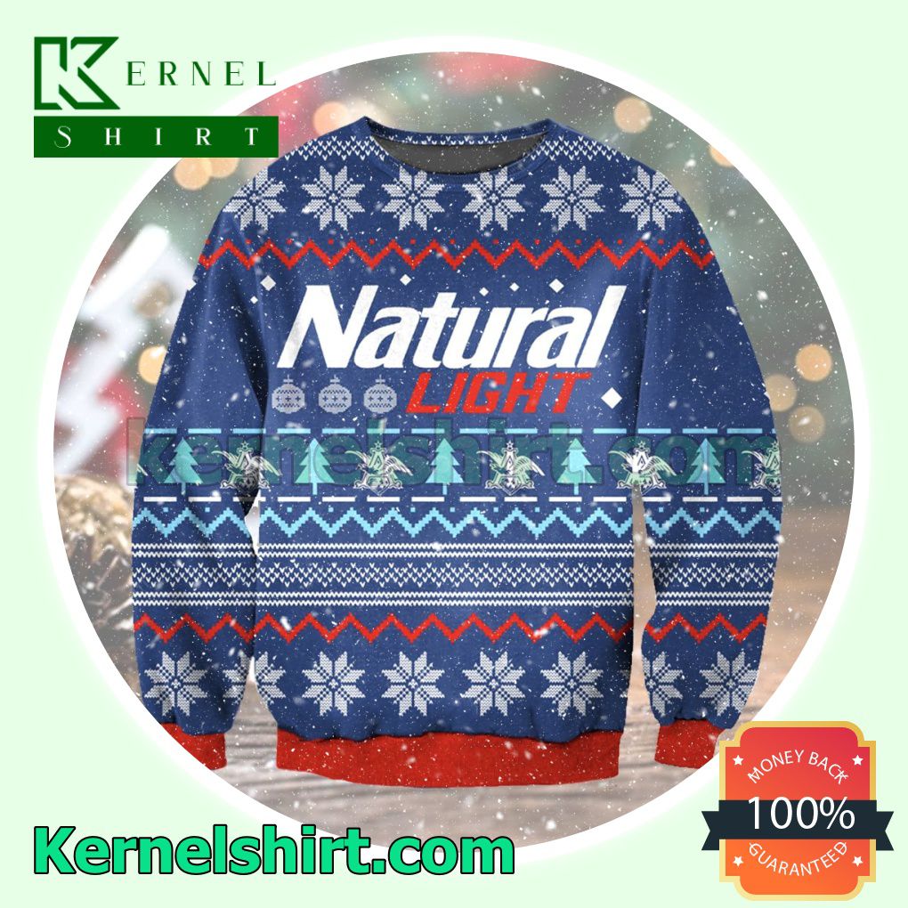 Natural Light Blue Knitted Christmas Sweatshirts