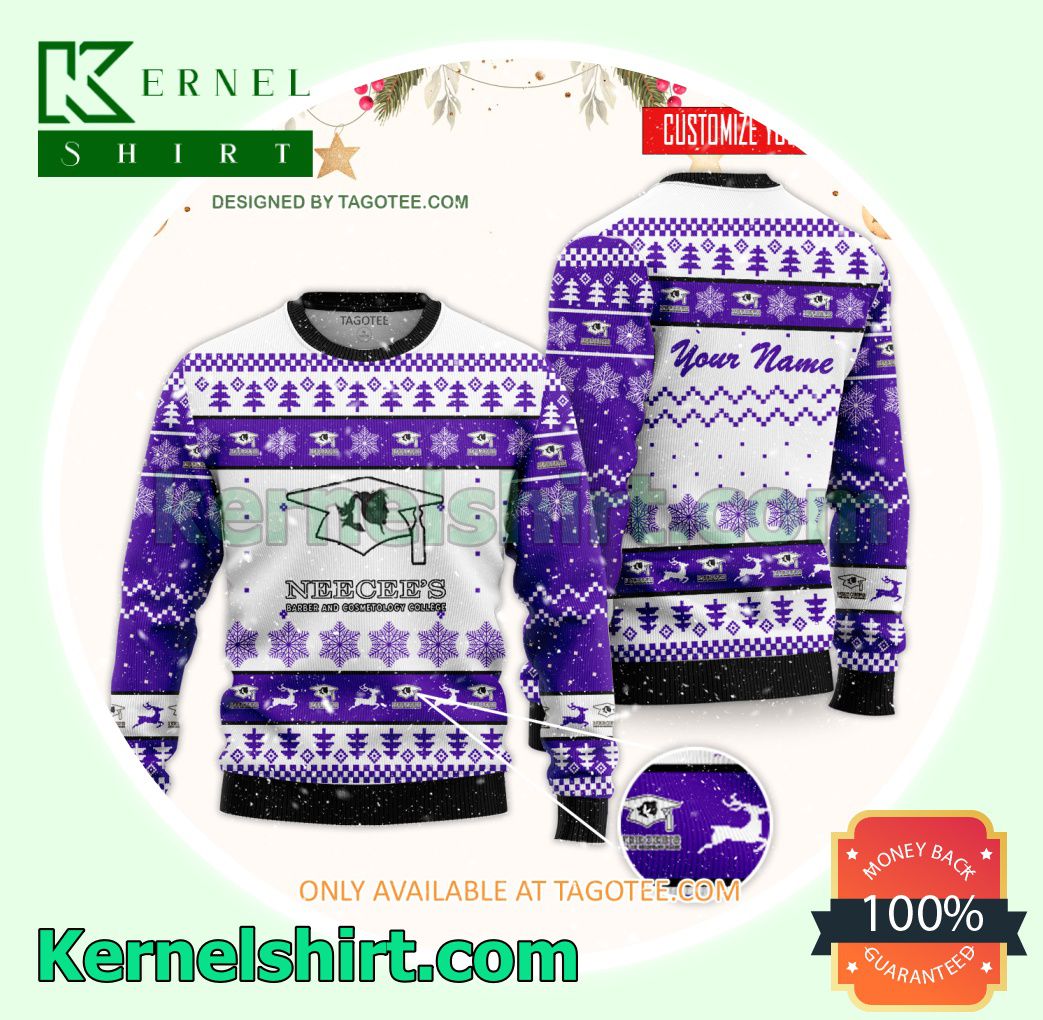 Neecee's Barber College Logo Xmas Knit Jumper Sweaters