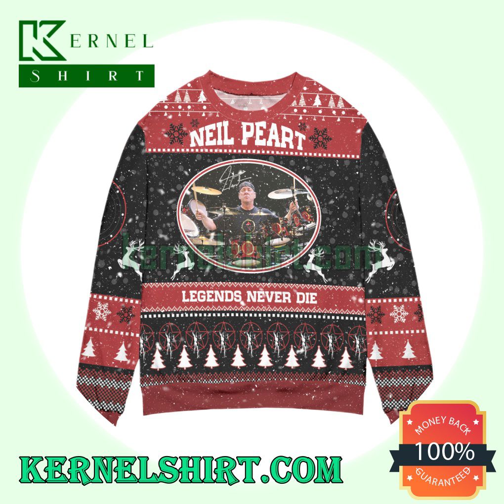 Neil Peart Legends Never Die Knitting Christmas Sweatshirts