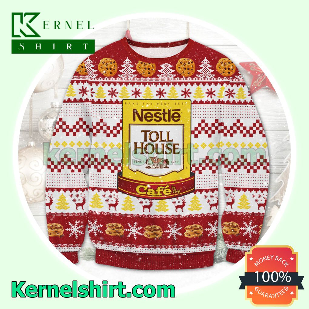 Nestle TOLL HOUSE Chocolate Chip Pan Cookie Bars Knitted Christmas Sweatshirts