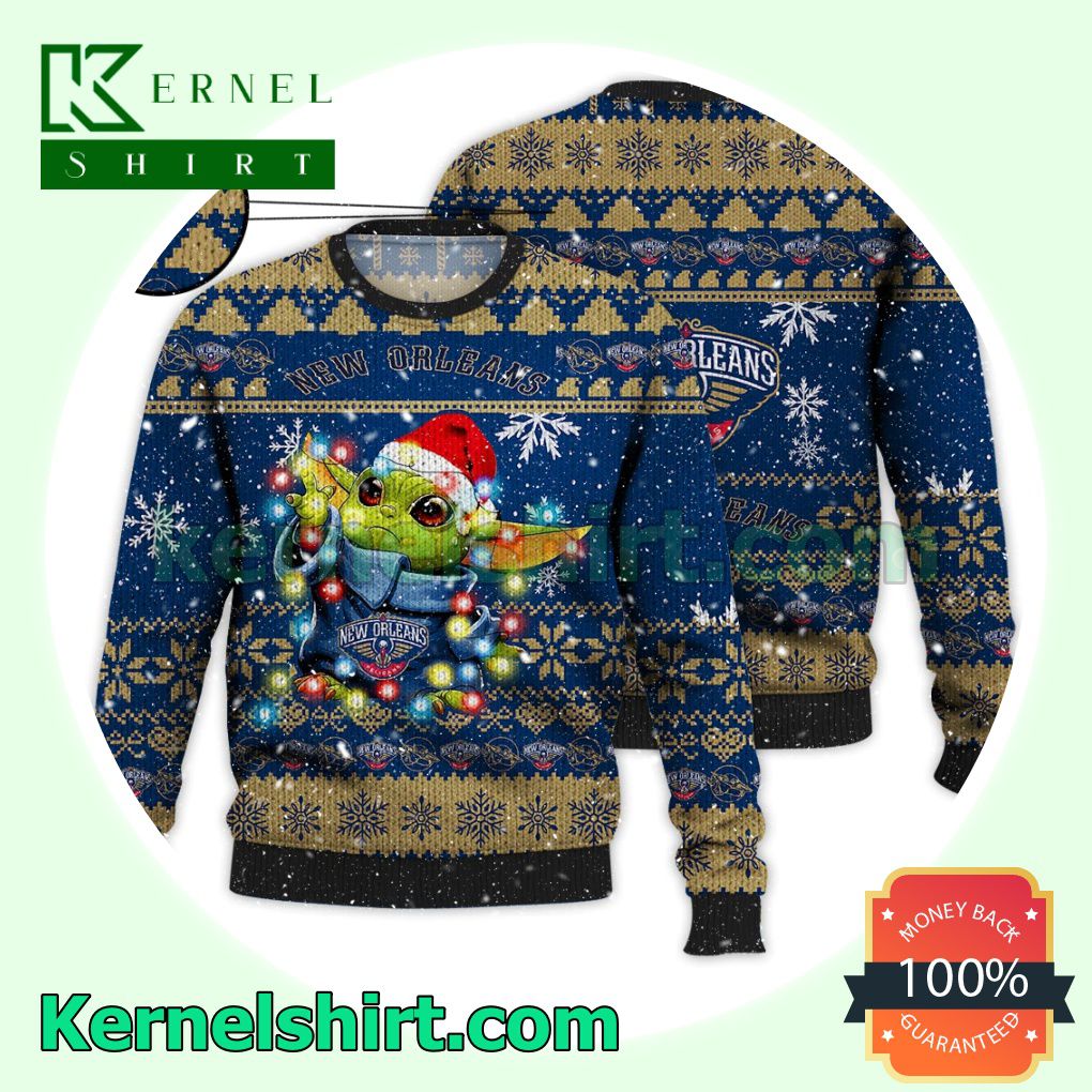New Orleans Pelicans Grogu NBA Xmas Knitted Sweater