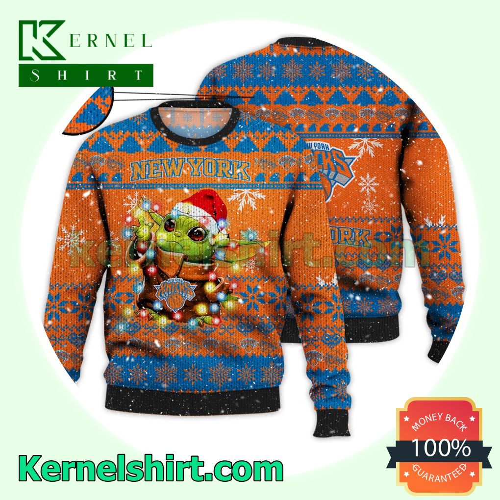 New York Knicks Grogu NBA Xmas Knitted Sweater