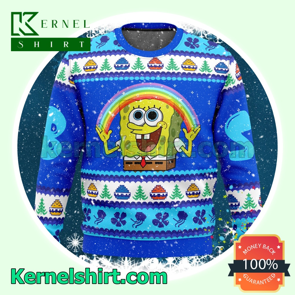 Nickelodeon Cartoons Rainbow Spongebob Knitted Christmas Jumper