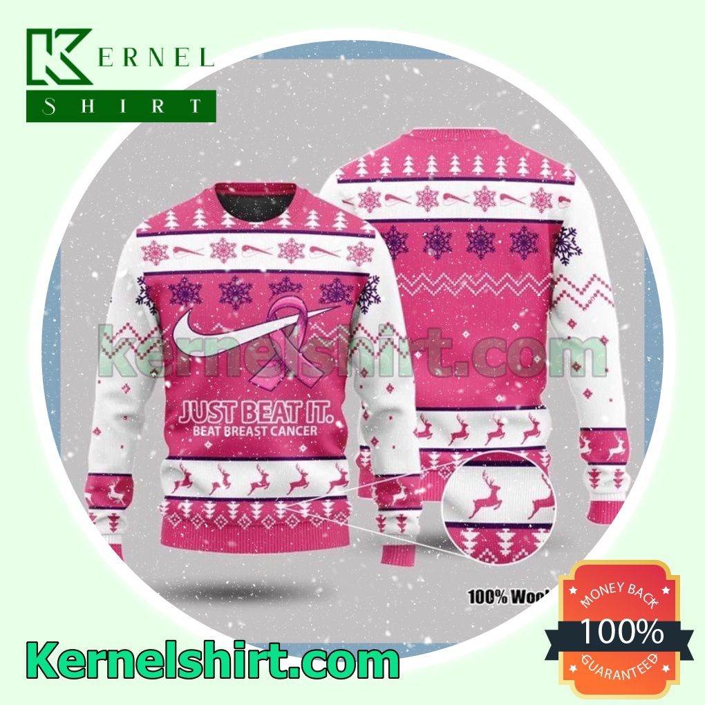 Nike Just Beat It Beat Breast Cancer Knitted Christmas Jumper