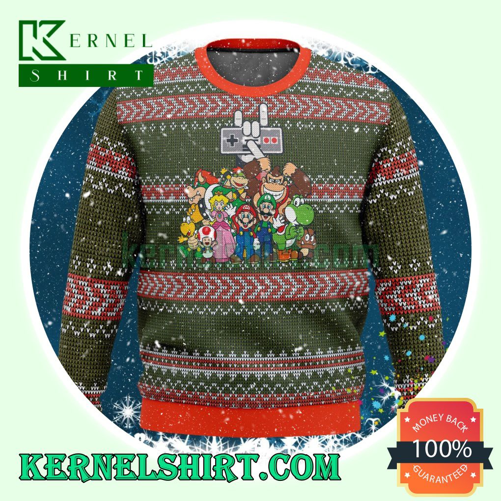 Nintendo Characters Knitting Christmas Sweatshirts