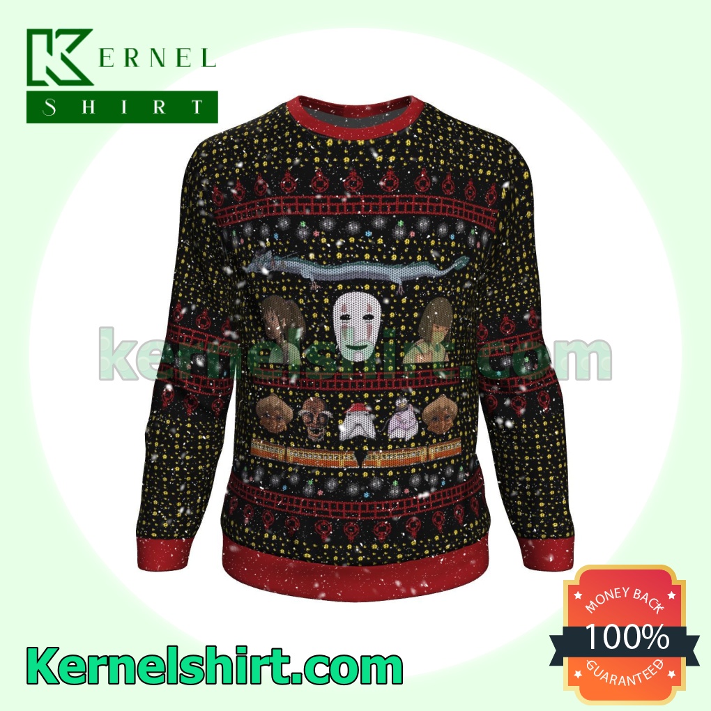 No Face Spirited Away Characters Studio Ghibli Knitted Christmas Jumper