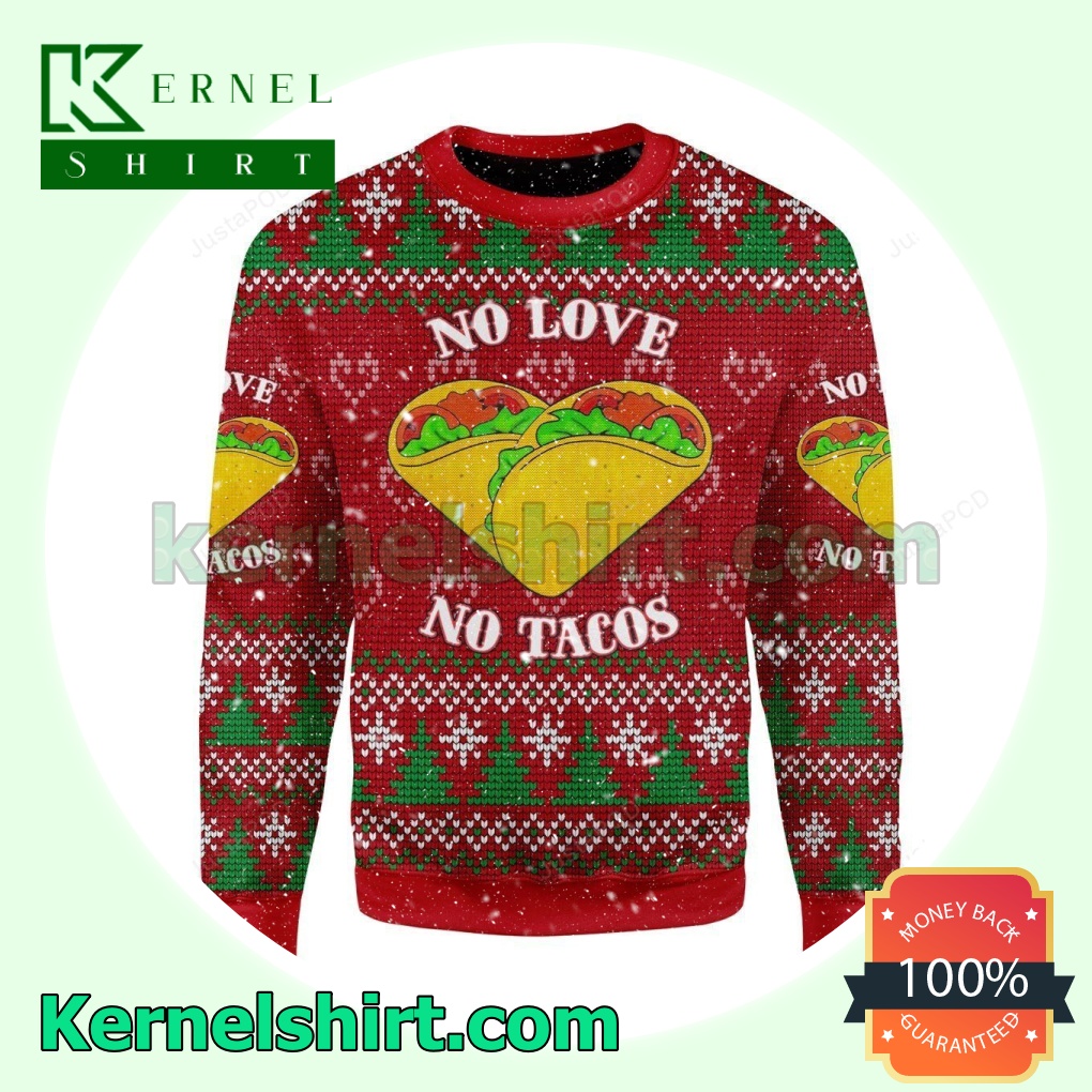 No Love No Tacos Heart Knitted Christmas Jumper