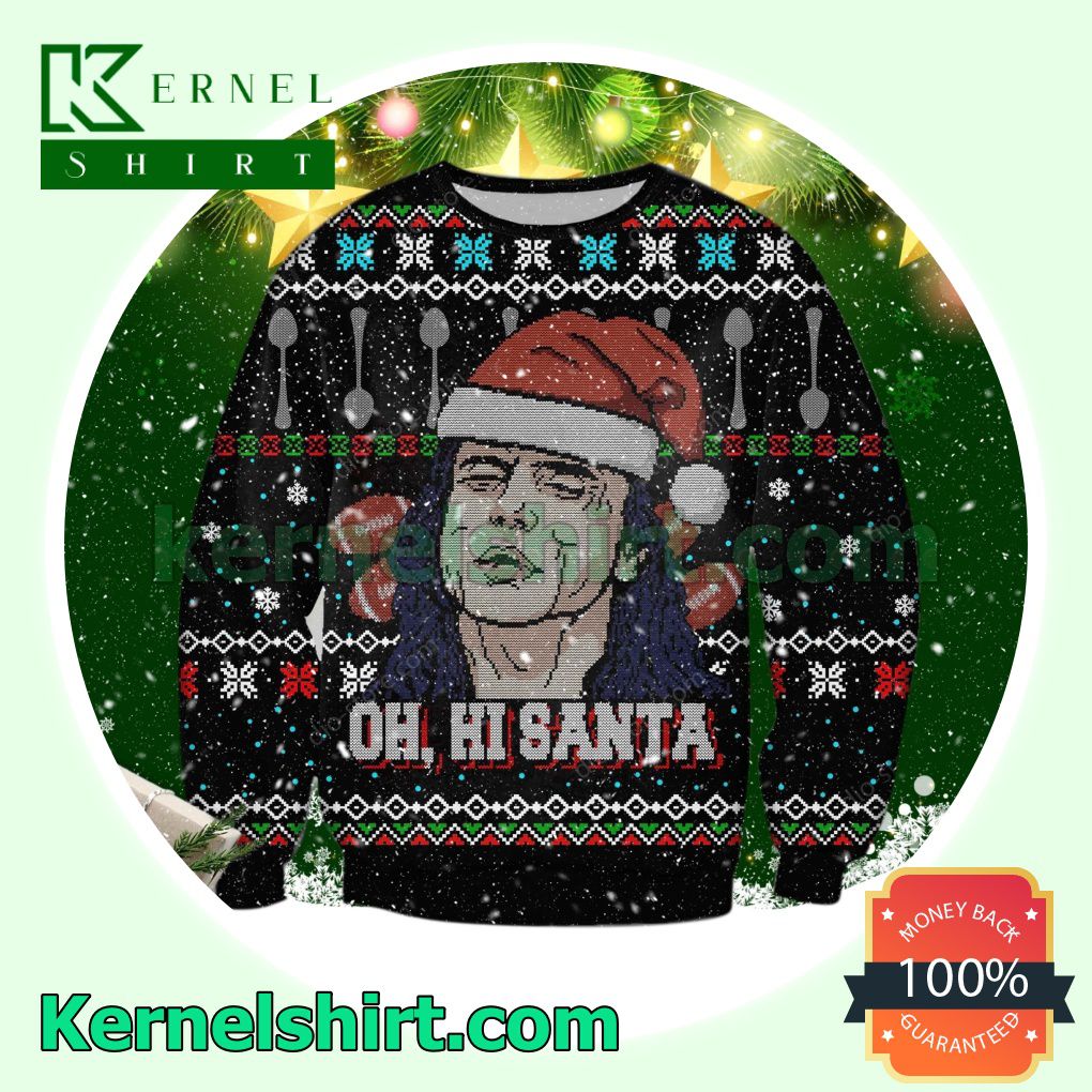 Oh Hi Santa Tommy Wiseau Johnny The Room Xmas Knitted Sweaters