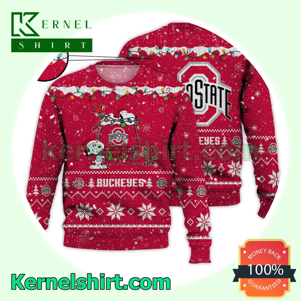 Ohio State Buckeyes Snoopy Dog House Xmas NCAA Knitted Sweater