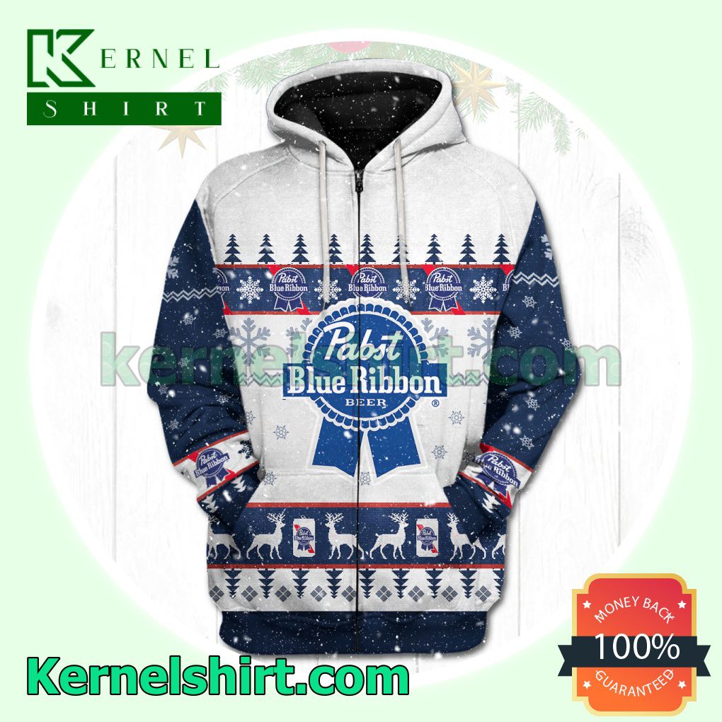 Pabst Blue Ribbon Xmas Ugly Hoodie Jacket