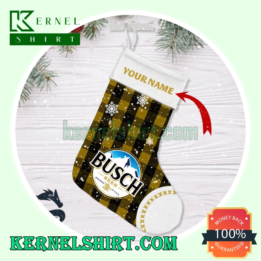 Personalised Snowy Busch Beer Xmas Decorations Stockings