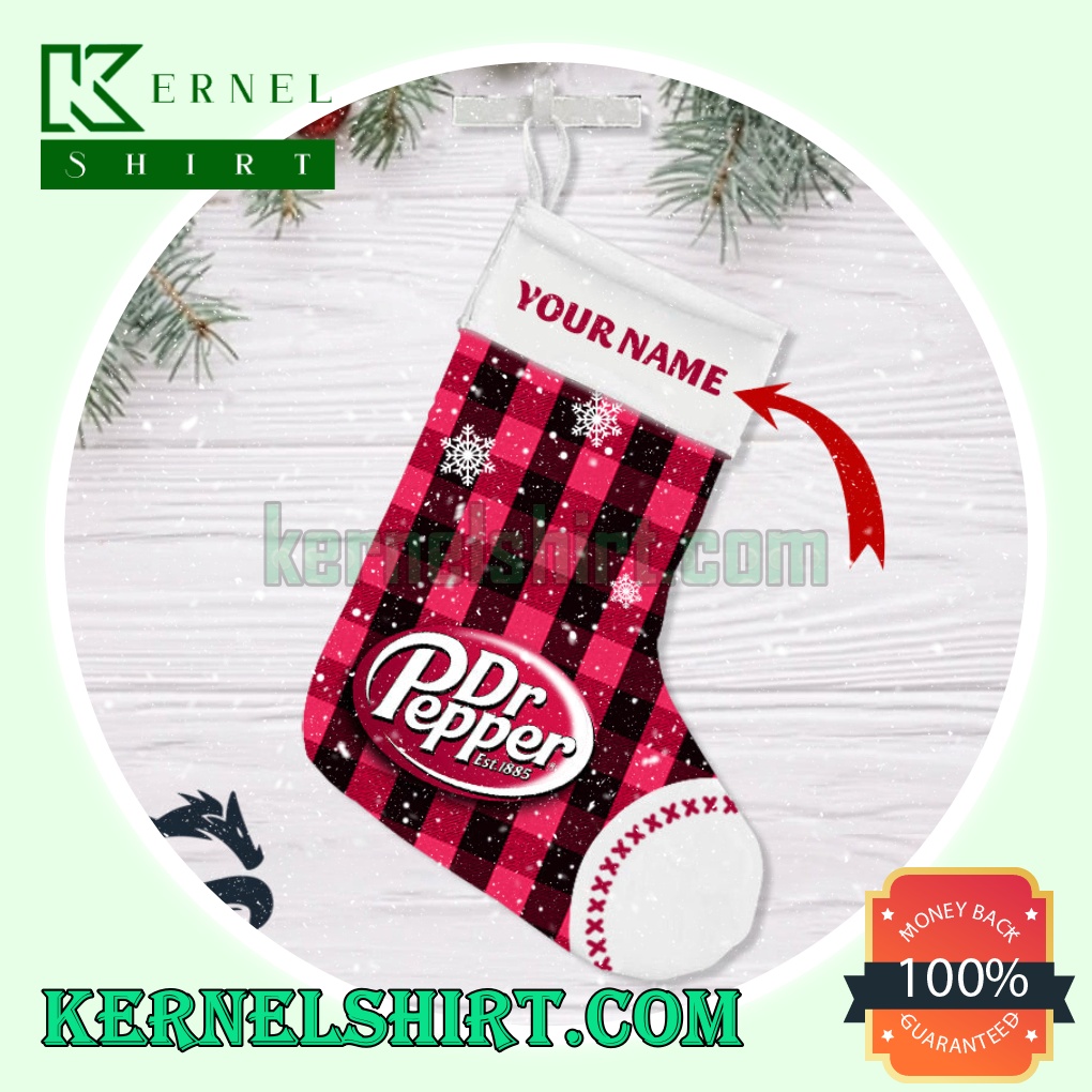 Personalised Snowy Dr Pepper Xmas Decorations Stockings
