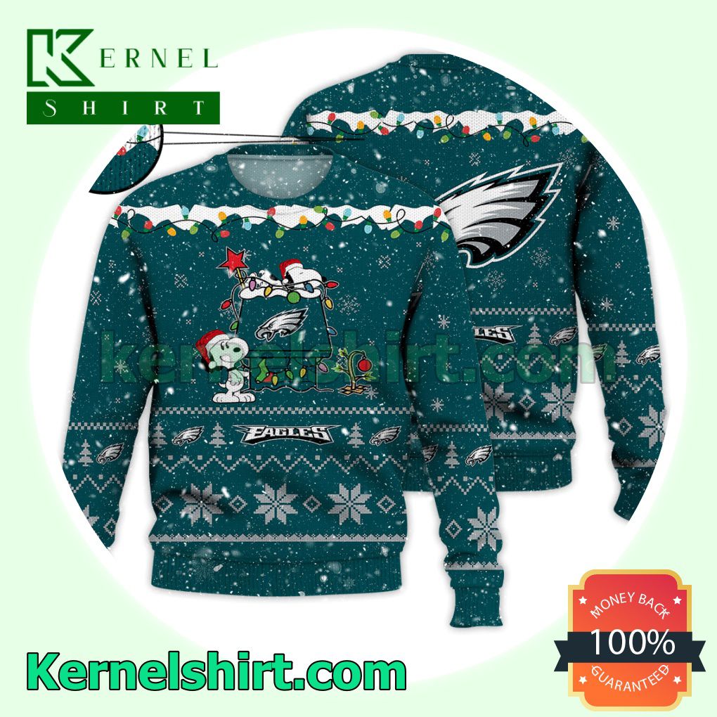 Philadelphia Eagles Snoopy Dog House Xmas NFL Knitted Sweater