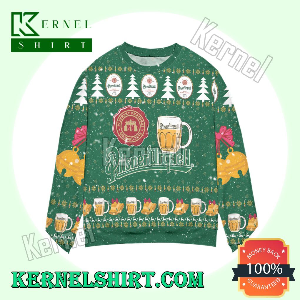 Pilsner Urquell Beer Pine Tree & Snowflake Knitted Christmas Sweatshirts