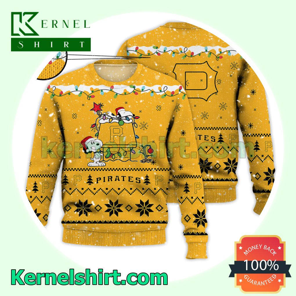 Pittsburgh Pirates Snoopy Dog House Xmas MLB Knitted Sweater