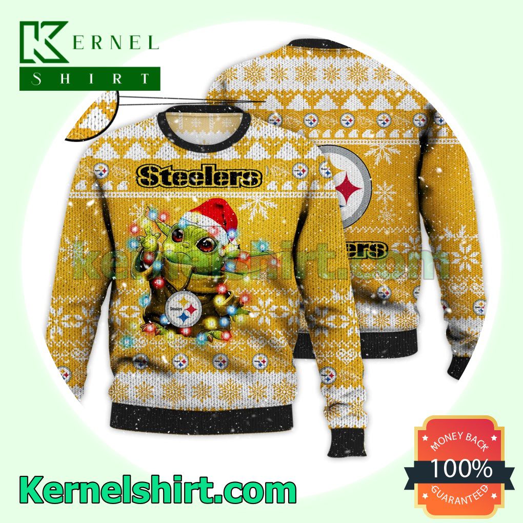 Pittsburgh Steelers Grogu NFL Xmas Knitted Sweater