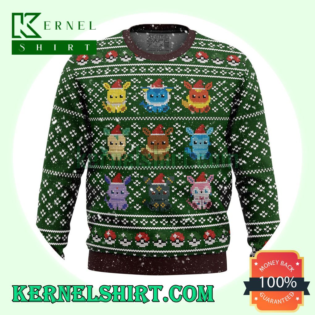 Pokemon Eevee Eeveelutions Manga Anime Knitting Christmas Sweatshirts