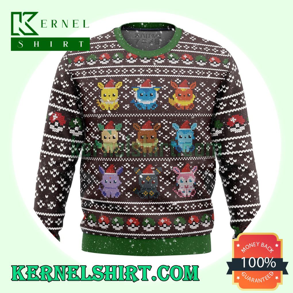 Pokemon Eeveelution Manga Anime Knitting Christmas Sweatshirts