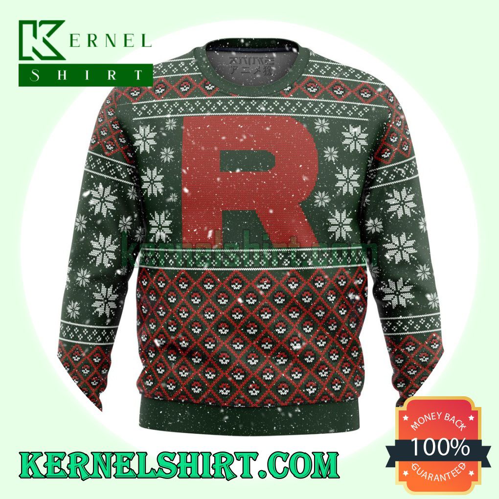 Pokemon Team Rocket Premium Manga Anime Knitting Christmas Sweatshirts