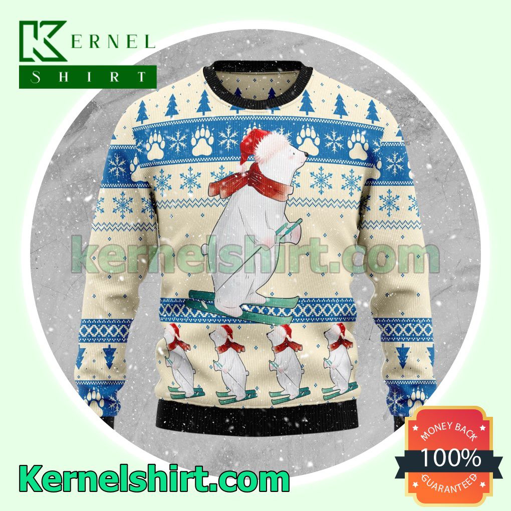 Polar Bear Ice Skiing Xmas Knitted Sweaters