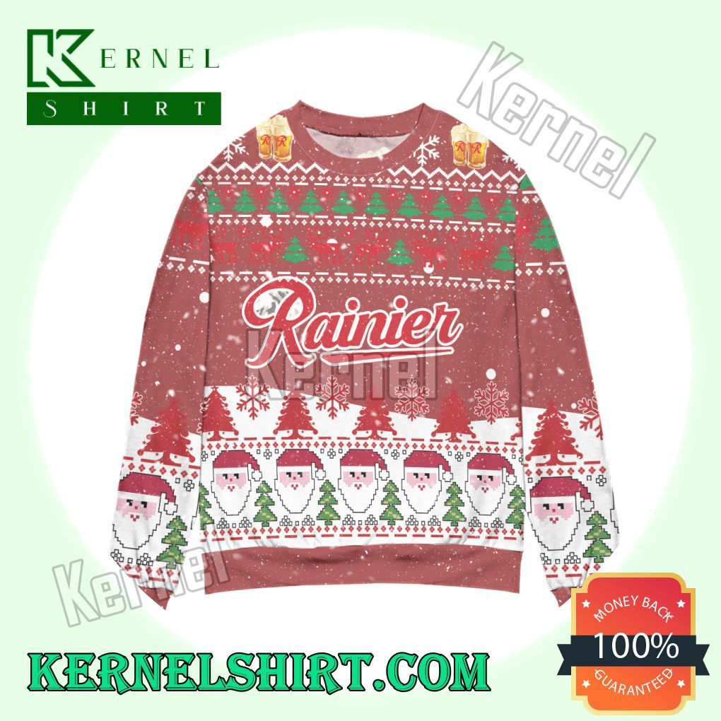 Rainier Beer Logo Santa Claus Knitted Christmas Sweatshirts