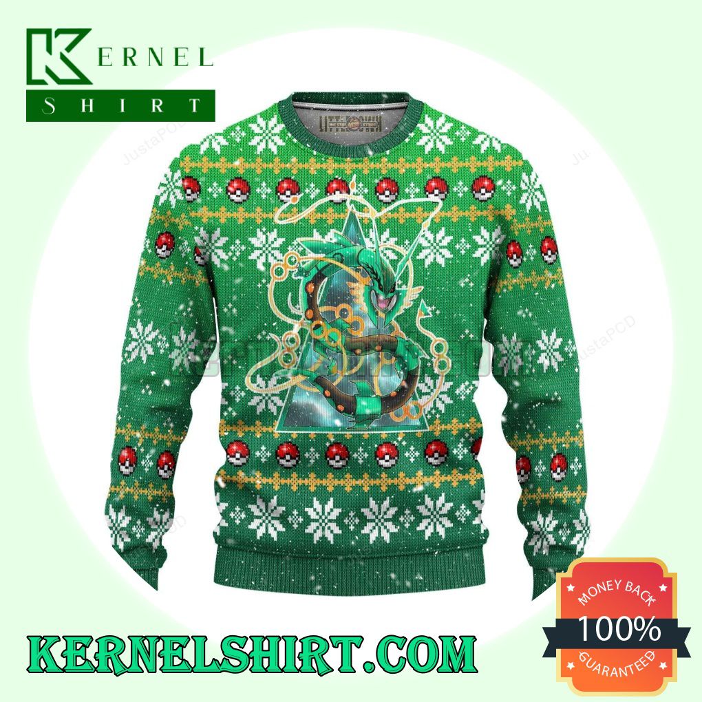 Rayquaza Pokemon Anime Knitting Christmas Sweatshirts