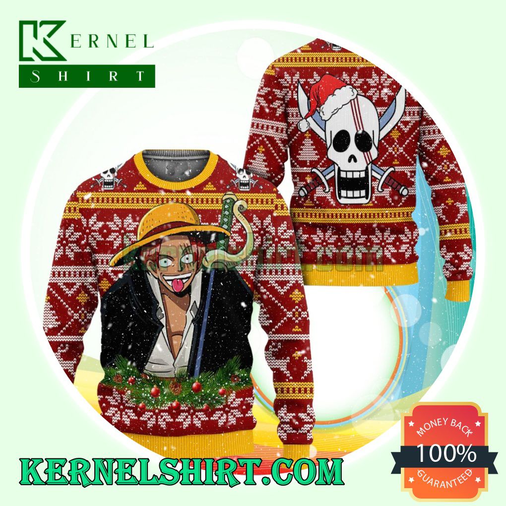 Red Hair Shanks One Piece Manga Anime Christmas Sweatshirts