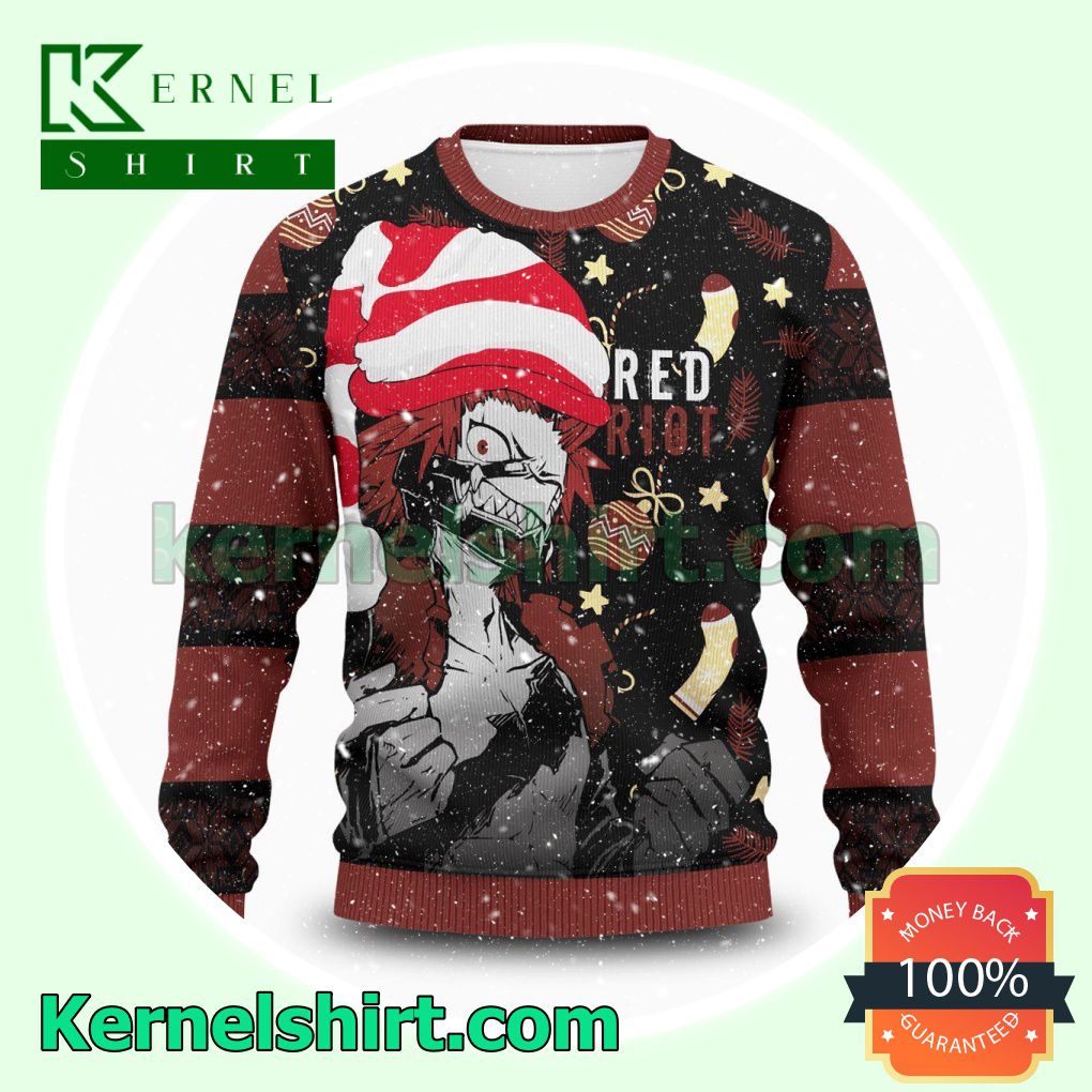 Red Riot Kirishima Eijiro My Hero Academia Anime Xmas Knitted Sweaters