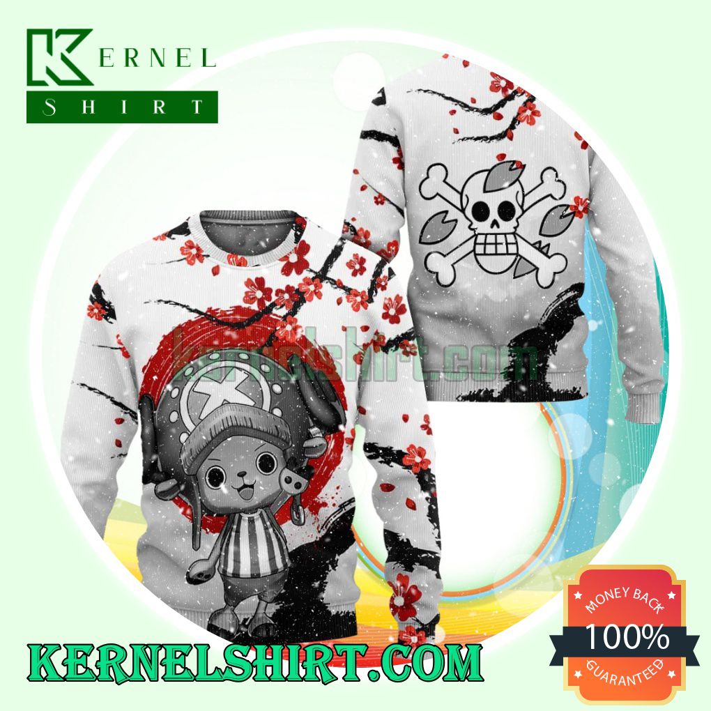 Red Tony Chopper Japan Style One Piece Anime Knitting Christmas Sweatshirts