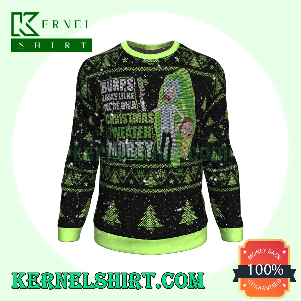 Rick And Morty Were On A Xmas Knitting Christmas Sweatshirts