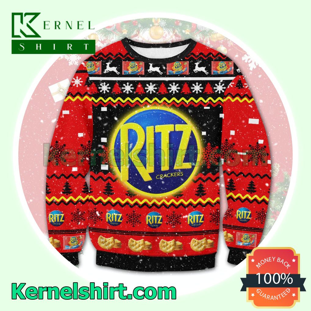 Ritz Original Crackers Pine Tree & Snowflake Knitted Christmas Sweatshirts