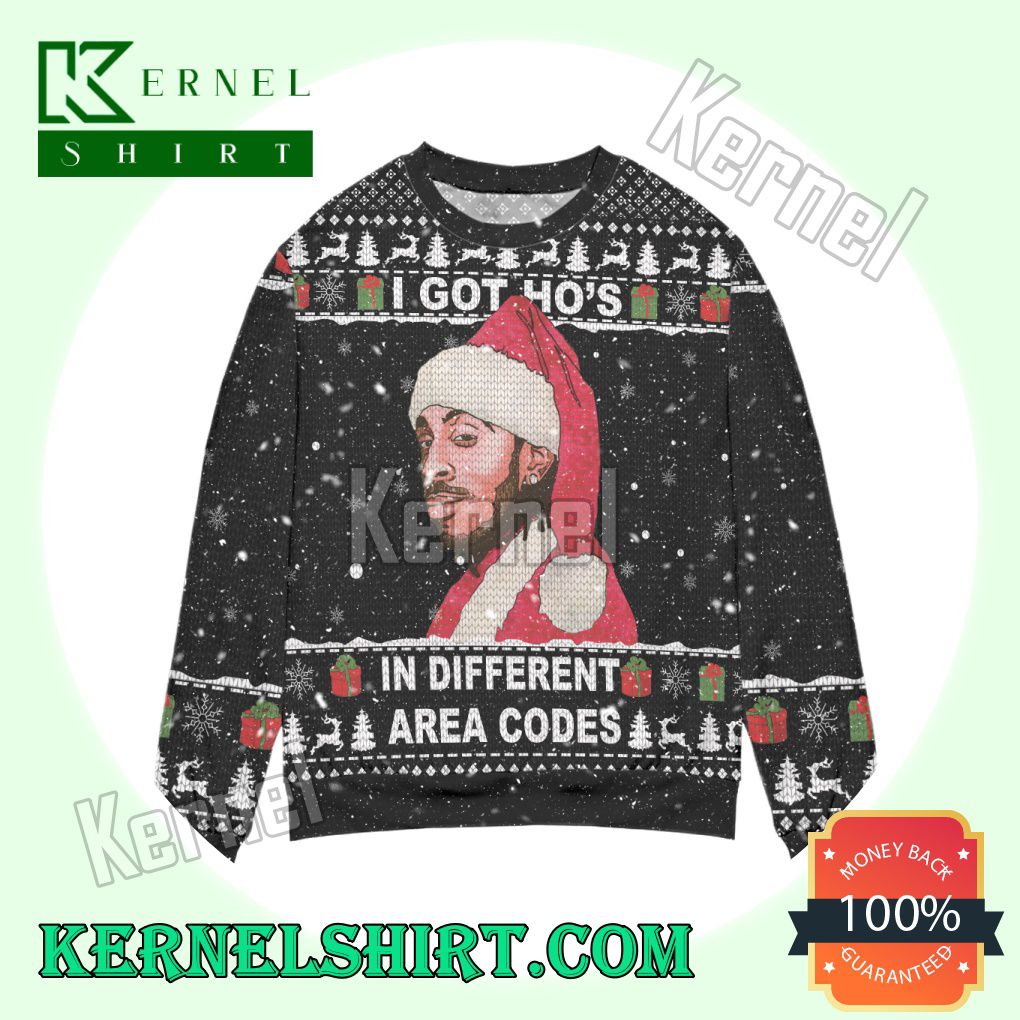 Roddy Ricch I Git Ho's In Different Area Codes Snowflake Knitted Christmas Sweatshirts