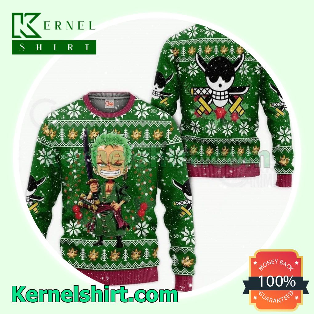 Roronoa Zoro Chibi One Piece Anime Manga Xmas Knitted Sweaters