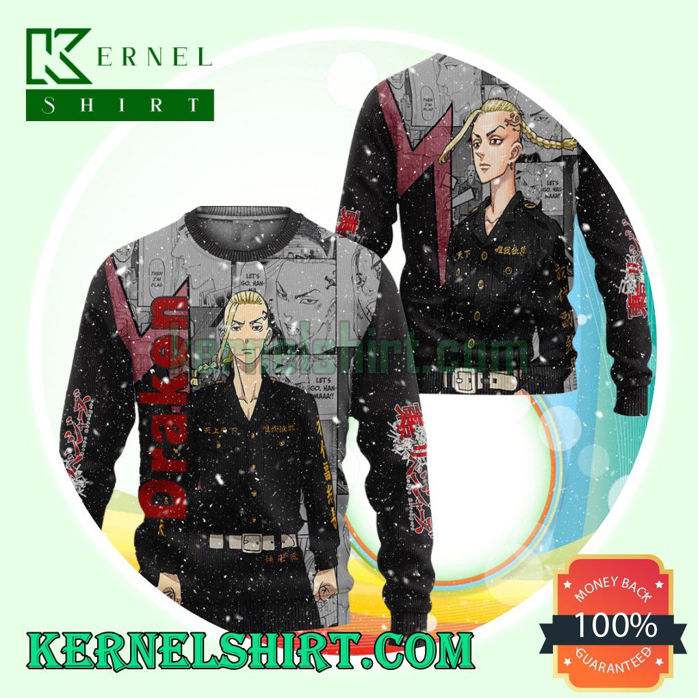 Ryuuguuji Ken Draken Anime Tokyo Revengers Knitting Christmas Sweatshirts