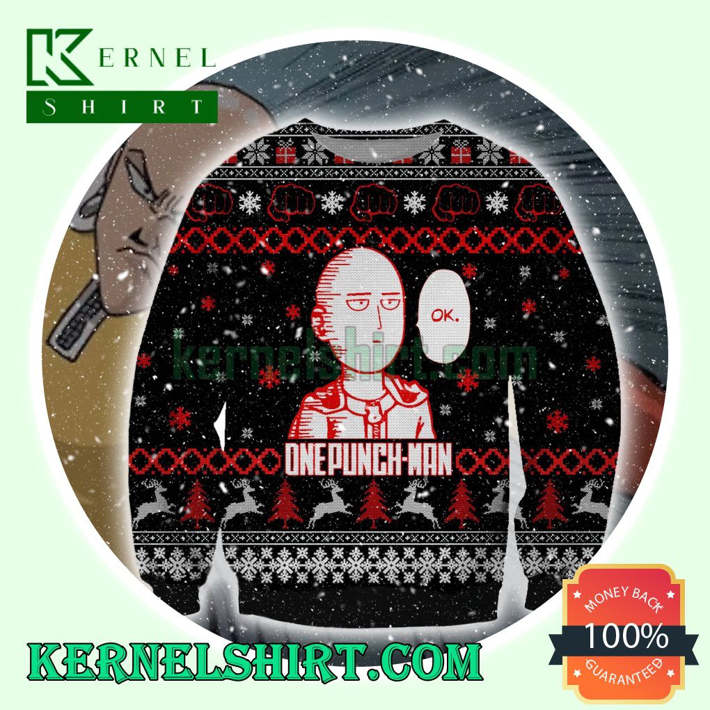 Saitama One-Punch Man Knitting Christmas Sweatshirts