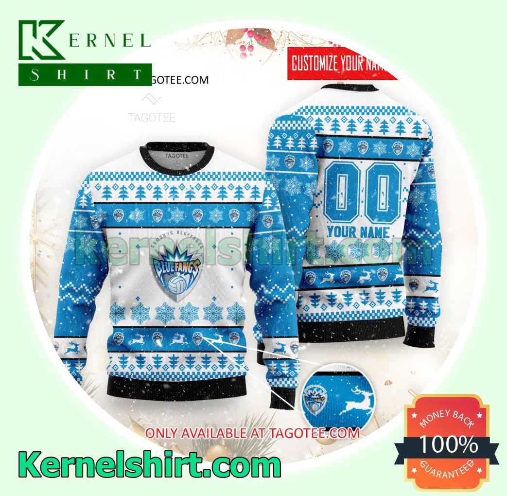 Samsung Blue Fangs Volleyball Club Xmas Knit Sweaters