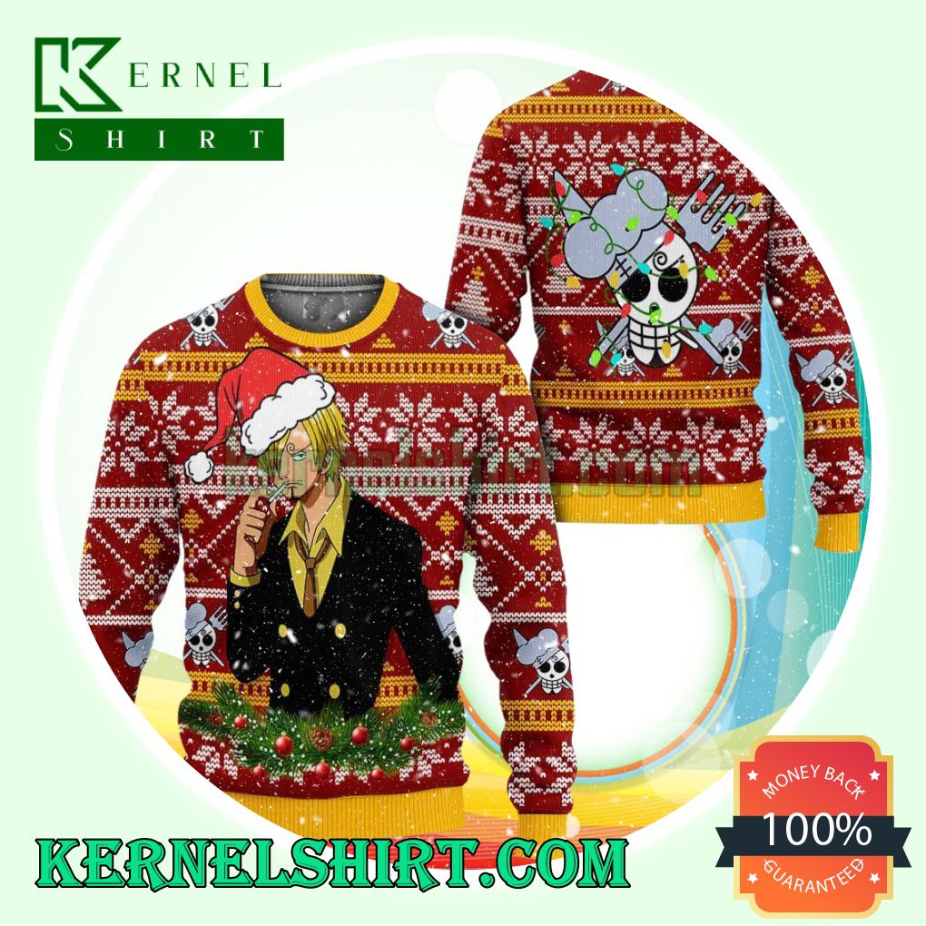 Sanji One Piece Anime Knitting Christmas Sweatshirts